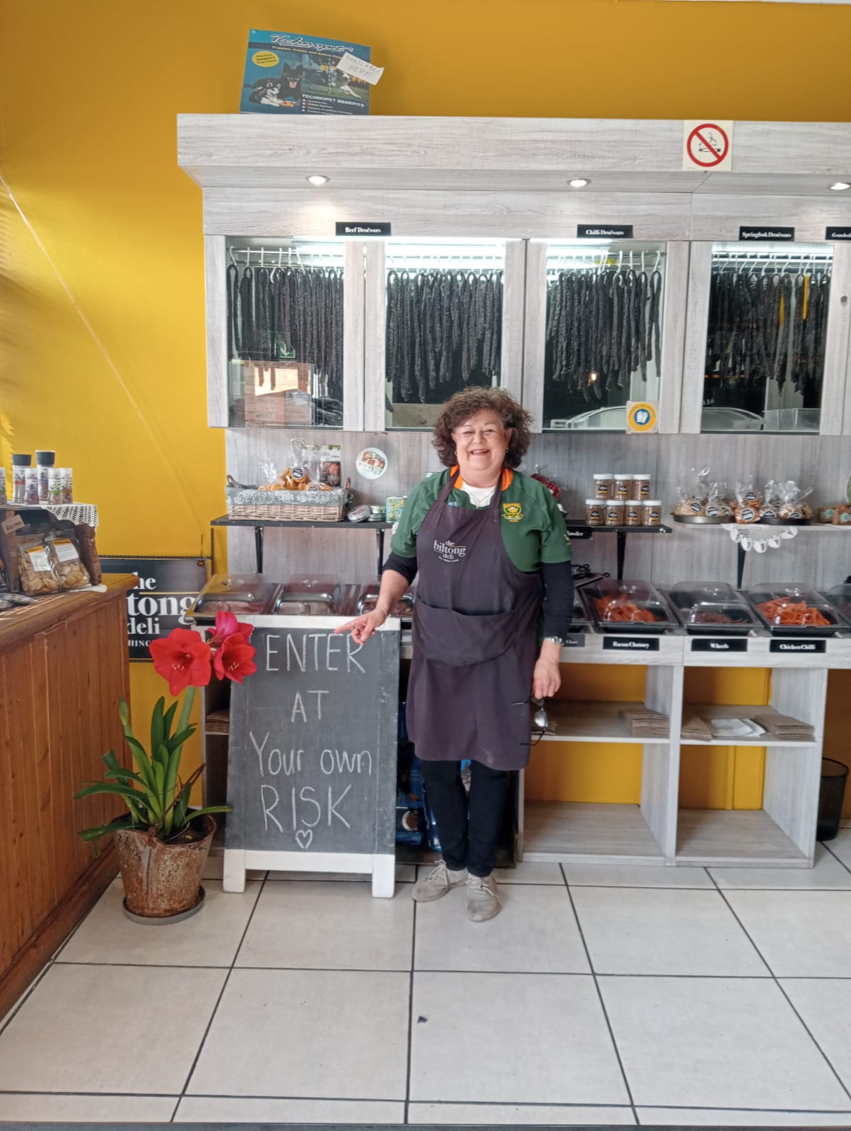 Inside The Biltong Deli with shelves of products