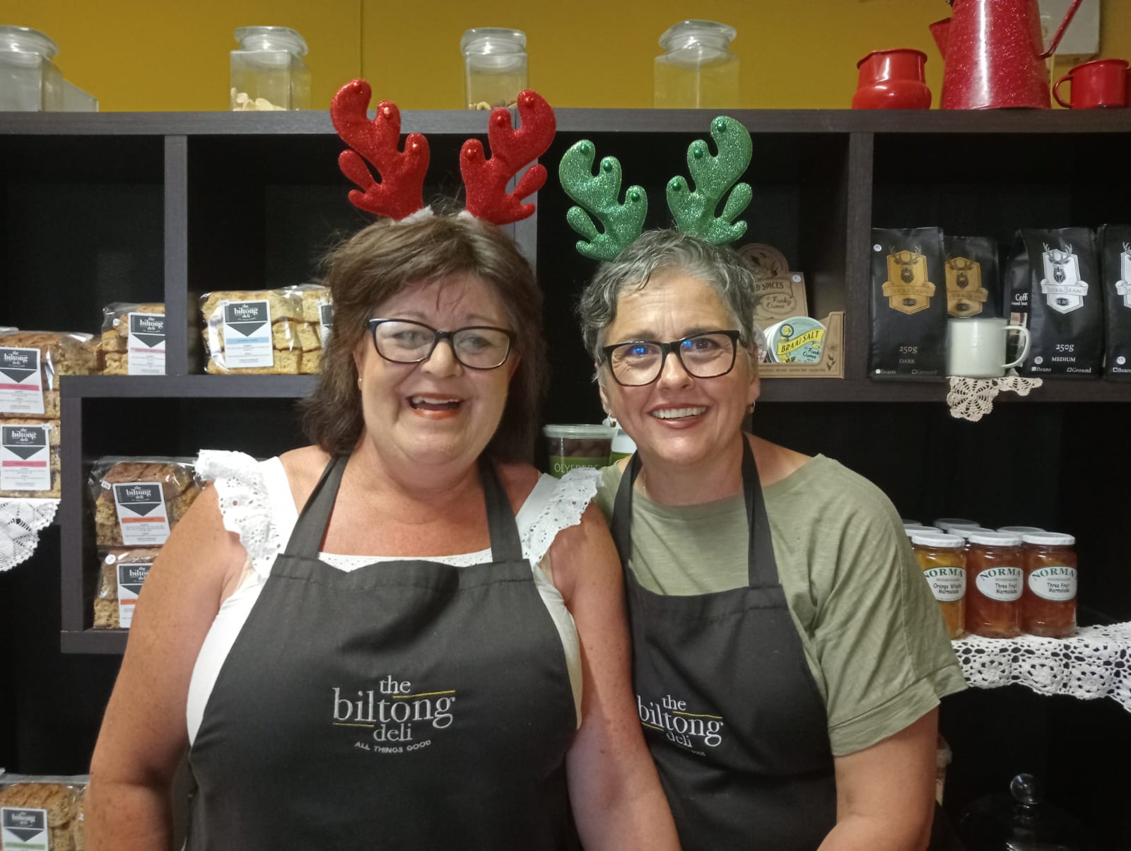 Customers visiting the deli