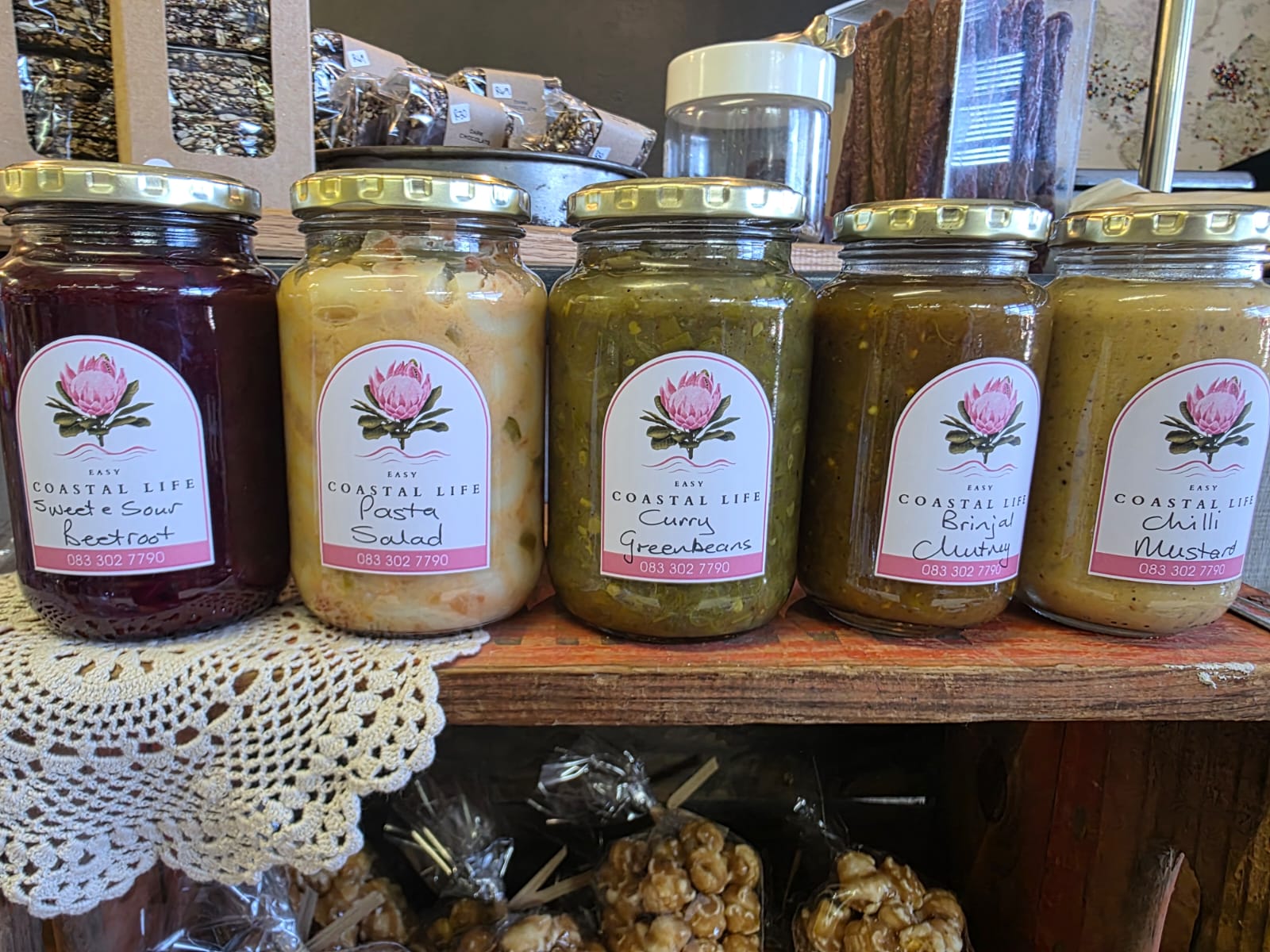 Selection of savoury jars on display